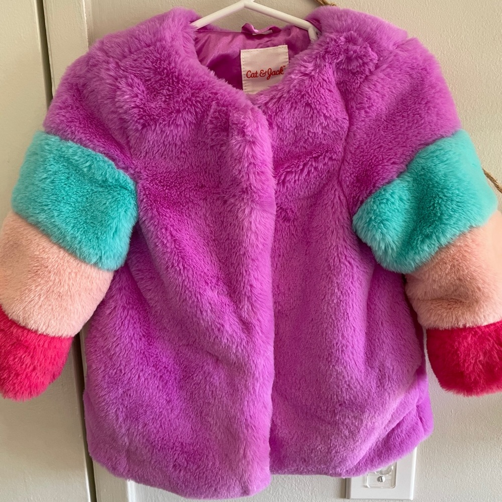 Cat & Jack Purple Pink Faux Fur Jacket size 18 mos